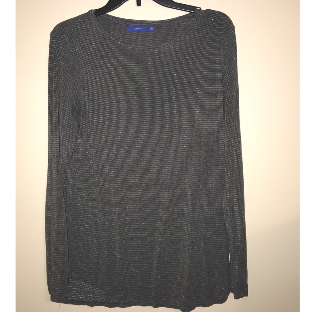 Grey M Sparkly Long Sleeve Shirt